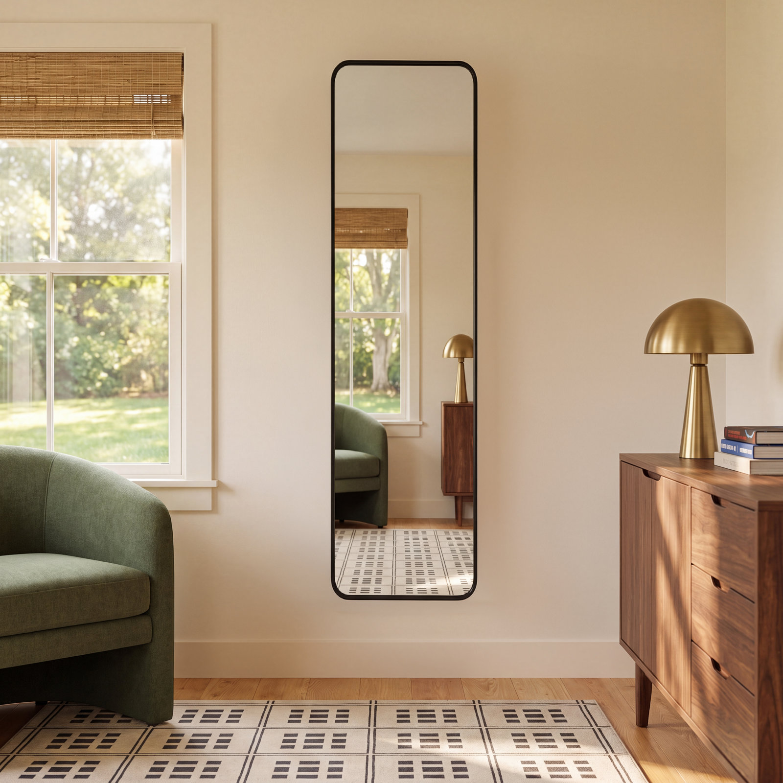 Sabine Accent Mirror, Black, 60" x 18"