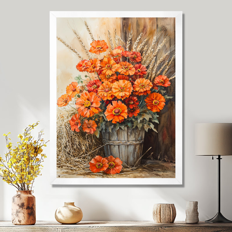 Bolton - art mural floral, H 20 po x l 12 po, Reproduction encadrée sans passe-partout, Blanc