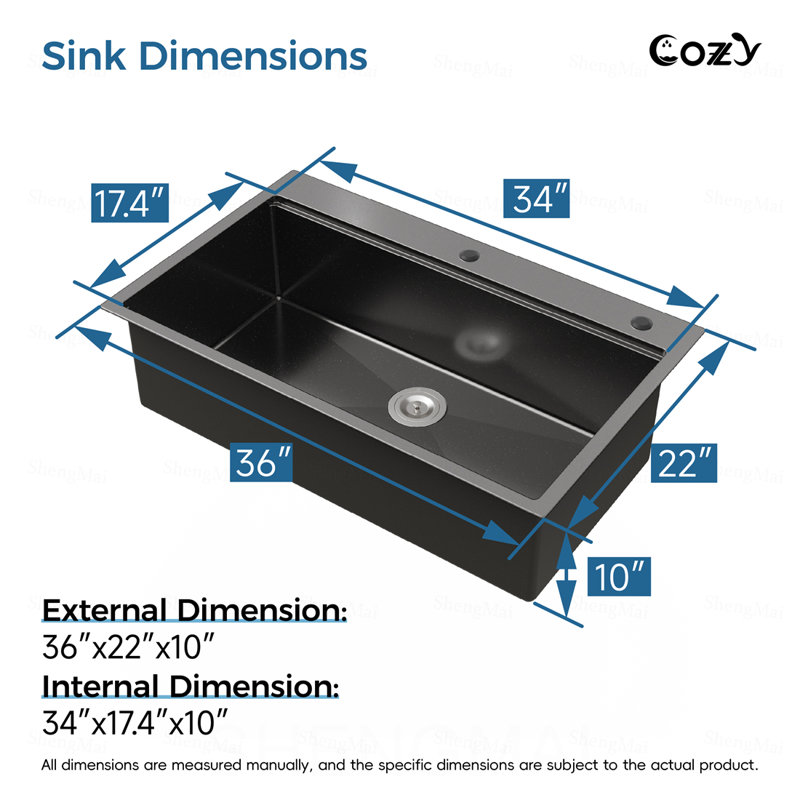 Évier de cuisine en acier inoxydable, bol simple 36 po x 22 po, lavabo sur pied fait à la main en noir, avec planche à découper, passoire, grille
