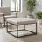 28" Square Ottoman, Tufted Footstool For Living Room, Upholstered Coffee Table With Metal Frame, Faux Leather, Ivory-1200695717