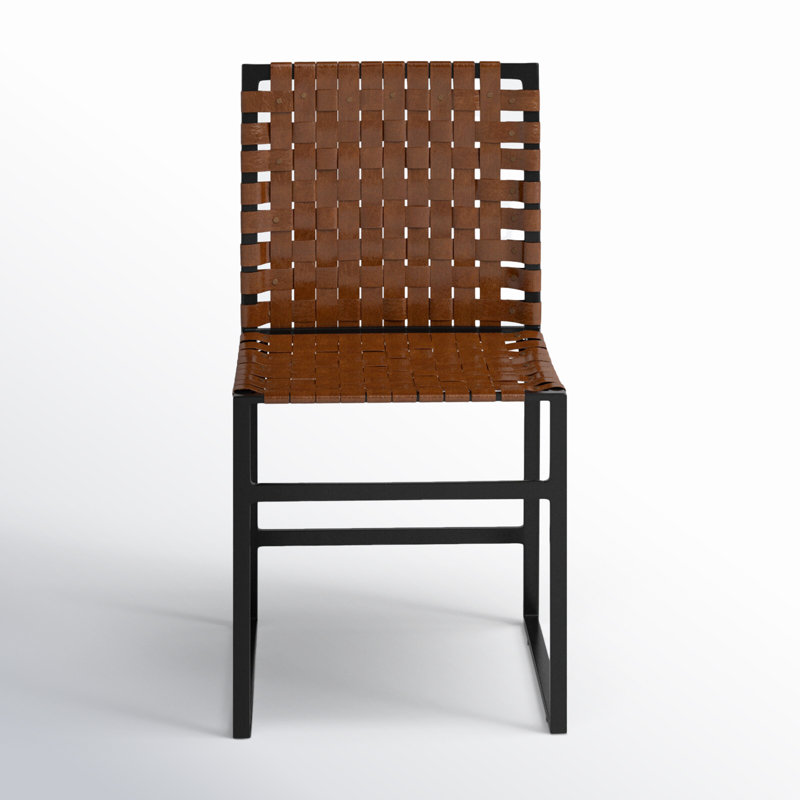 Augusta Genuine Leather Dining Chair, Dark Brown/Black