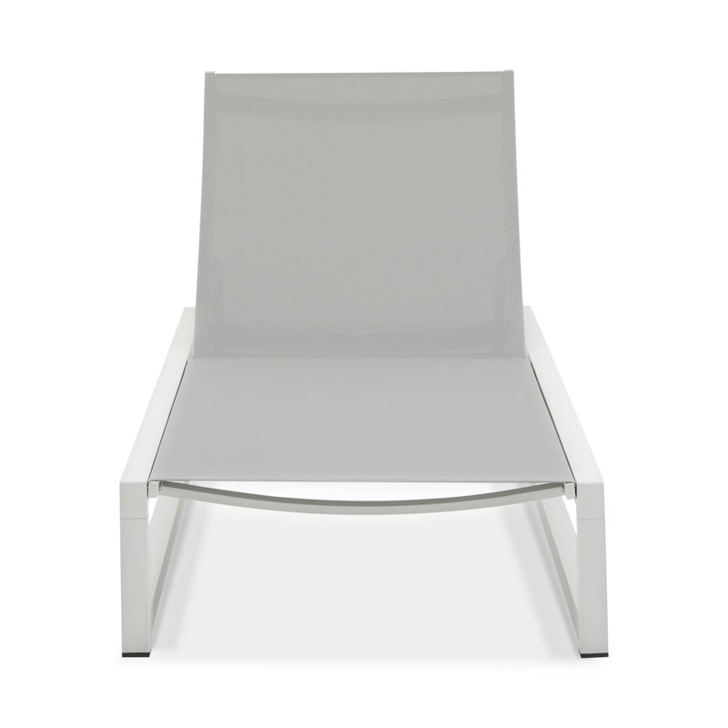 Chaise longue d'extérieur réglable à 5 niveaux, structure en aluminium durable et filet en textilène, parfaite pour le patio / la piscine