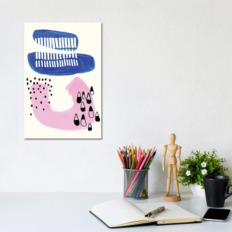 Party Neon Pink Royal Blue by EnShape - Wrapped Canvas Print, 20.32 cm H x 30.48 cm W