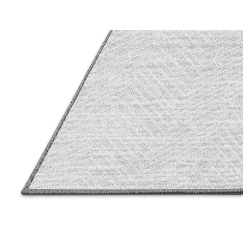Tapis gris / blanc tissé à la machine Dannemora, Rectangle 2 pi x 3 pi