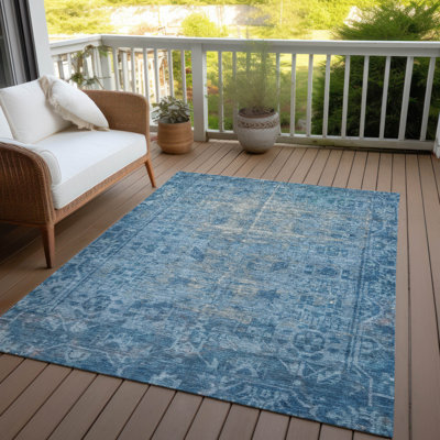 Tapis intérieur / extérieur bleu Delaura 