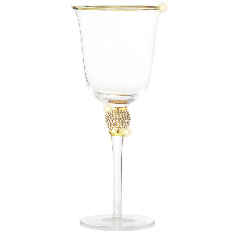 Luxurious Gold and Rhinestone 18oz Wine Glass Set of 6