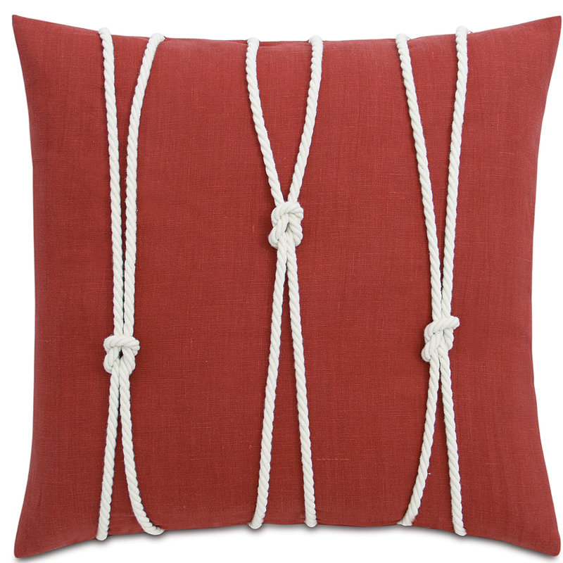 Nautical Linen Square Pillow Cover & Insert, Breeze Scarlet