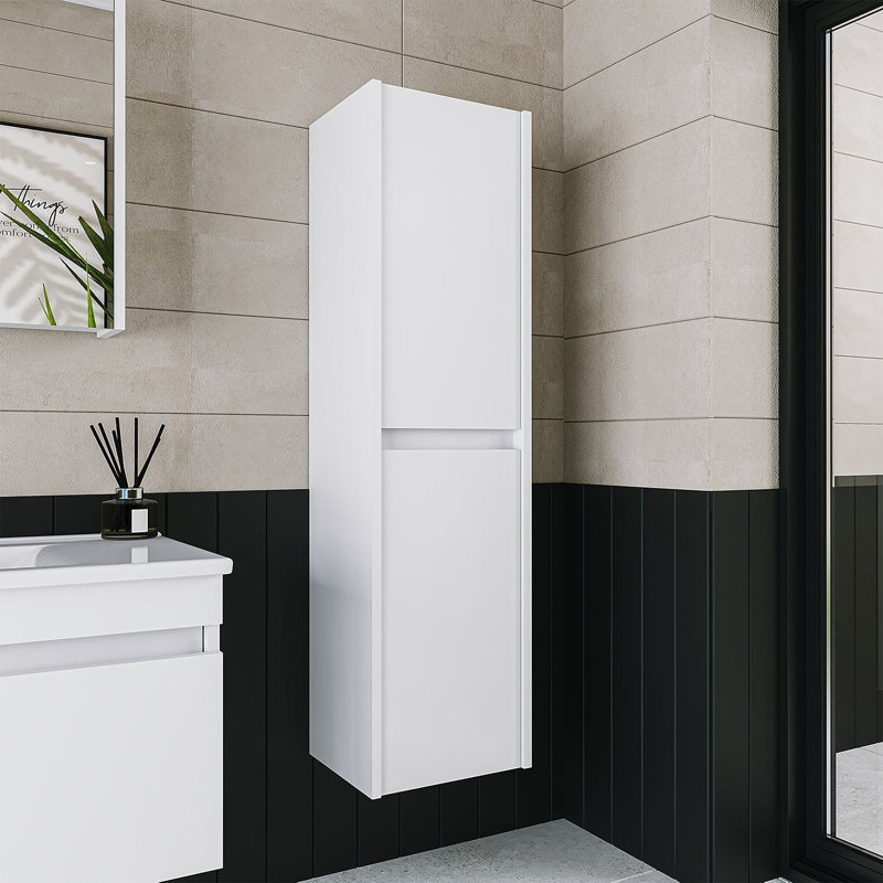 Ruarie Tall Bathroom Towel Storage Cabinet, White