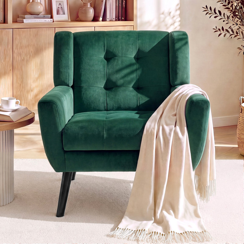 Fauteuil d'appoint Bolanle, Velours vert rétro