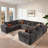 Koyu Cloudelle Compression Packed 5-Piece Boneless U-Shaped Plush Corduroy Sectional Sofa – Deep Seat, No Assembly-764180529