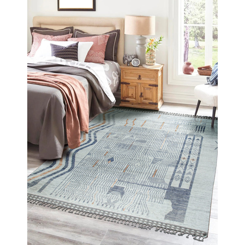 Tapis ivoire en laine noué à la main Marichen