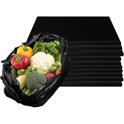 Sacs de magasinage en plastique noir de 1/6 de taille Ecoqualité pour l'épicerie et la vente au détail (2400)