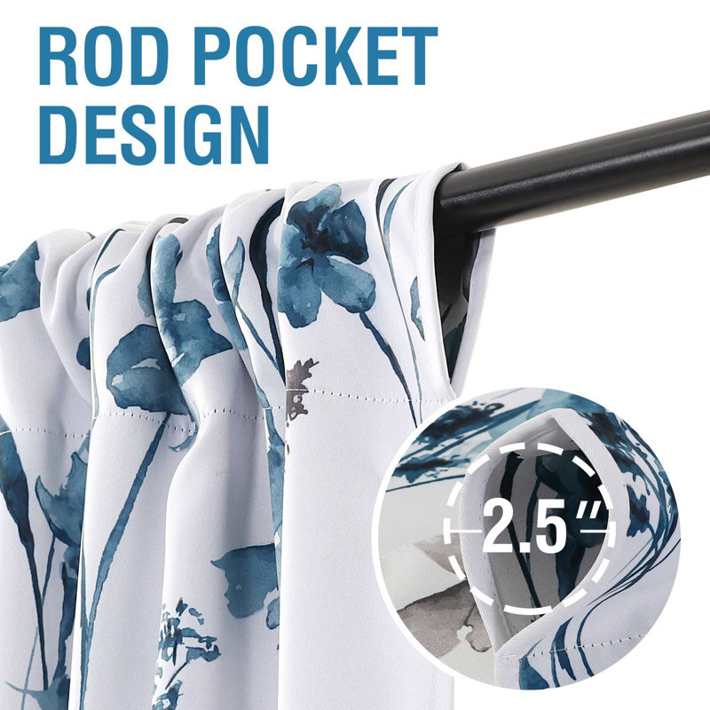 Rideau réversible avec passe-tringle Cattleya, Gris / bleu sarcelle, L 42 po x L 45 po