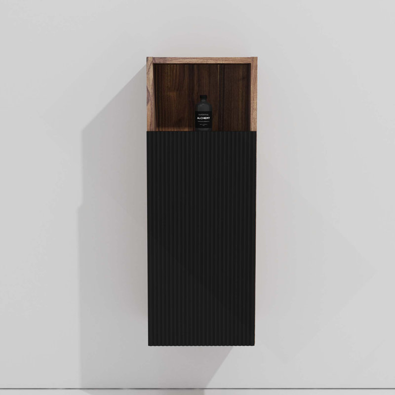 Bathroom Wall-Mounted Storage Side Cabinet With Open Storage For Small Space, Black/Dark Walnut