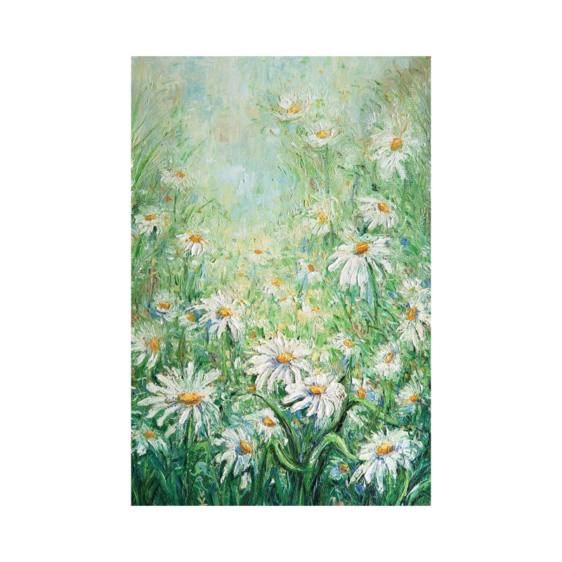 Summer Daisies by Vlada Koval - Painting on Canvas, 20.32 cm H x 30.48 cm W, Wrapped Canvas