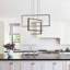 Kanise 3-Light Modern Chandelier Rectangular Black Cage Kitchen Island Pendant with Remote-205194047