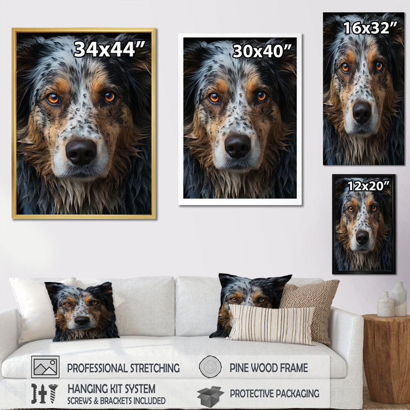 «Dog Animal», reproduction sur toile, Or, H 32 po x l 24 po x P 1 po
