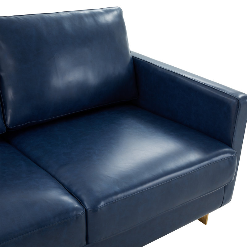 Bellago 83.5'' Faux Leather Sofa, Navy Blue