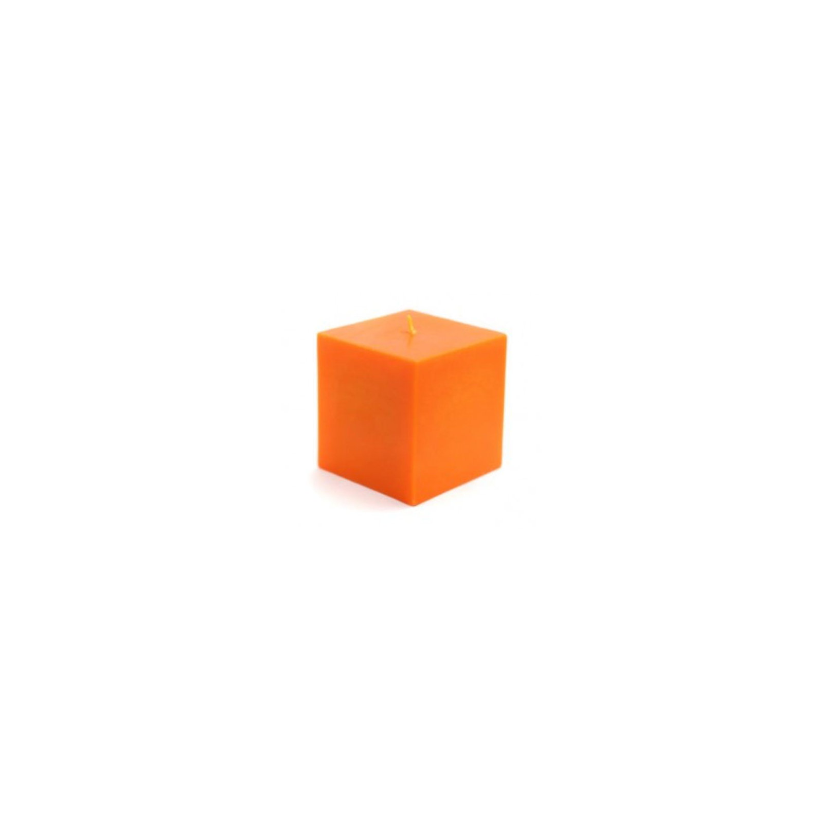 Square Pillar Candle, 3" H x 3" W x 3" D, Orange, Set of 12