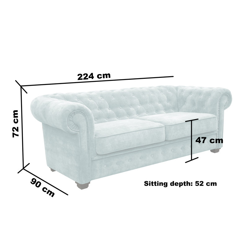Allegra Chesterfield 3 Seater Sofa, Teal