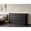 Commode contemporaine brunie à 8 tiroirs, commode en bois d'hévéa, poignées encastrées, glissières à fermeture en douceur, tiroir supérieur doublé de feutre pour la chambre à coucher