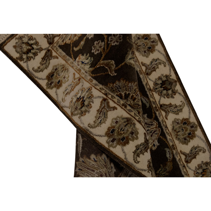 Tapis noir / ivoire de haute qualité noué à la main