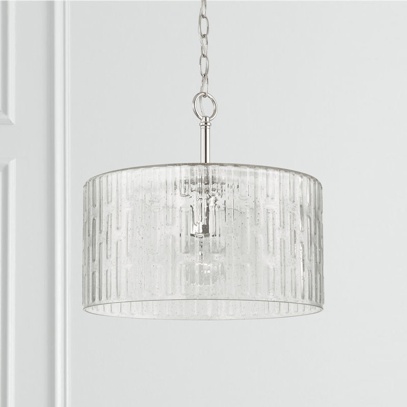 Morrone Glass Semi Flush Mount, Polished Nickel