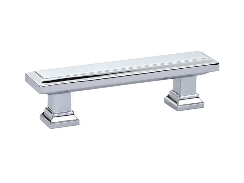 Emtek Geometric Brass Cabinet Pull, 3.5", Polished Chrome
