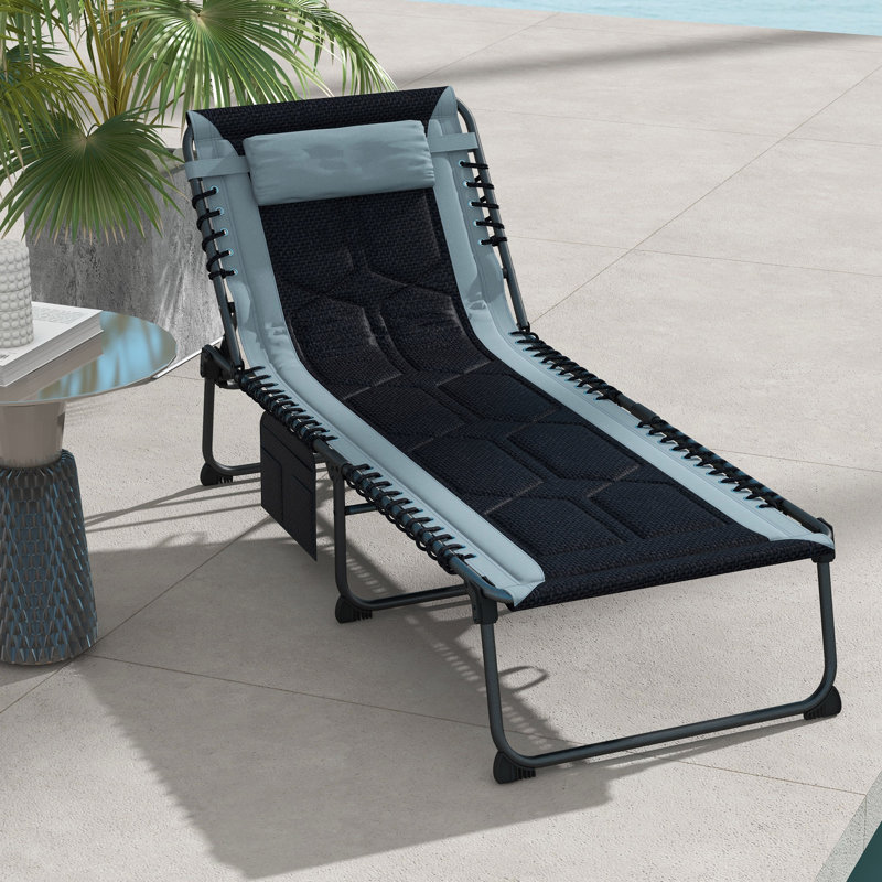 Chaise longue d'extérieur en acier Sherlon, Noir/gris
