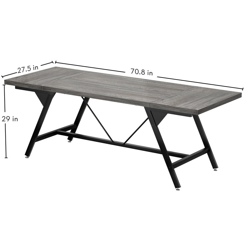 Lelan Farmhouse Dining Table with Heavy Duty Metal Legs for 4-6 People, Black Oak