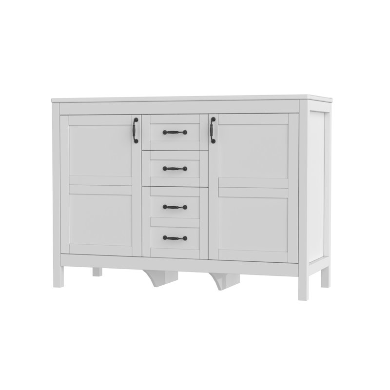 48" Farmhouse Double Sink Bathroom Vanity With 3 Drawers & Doors, White