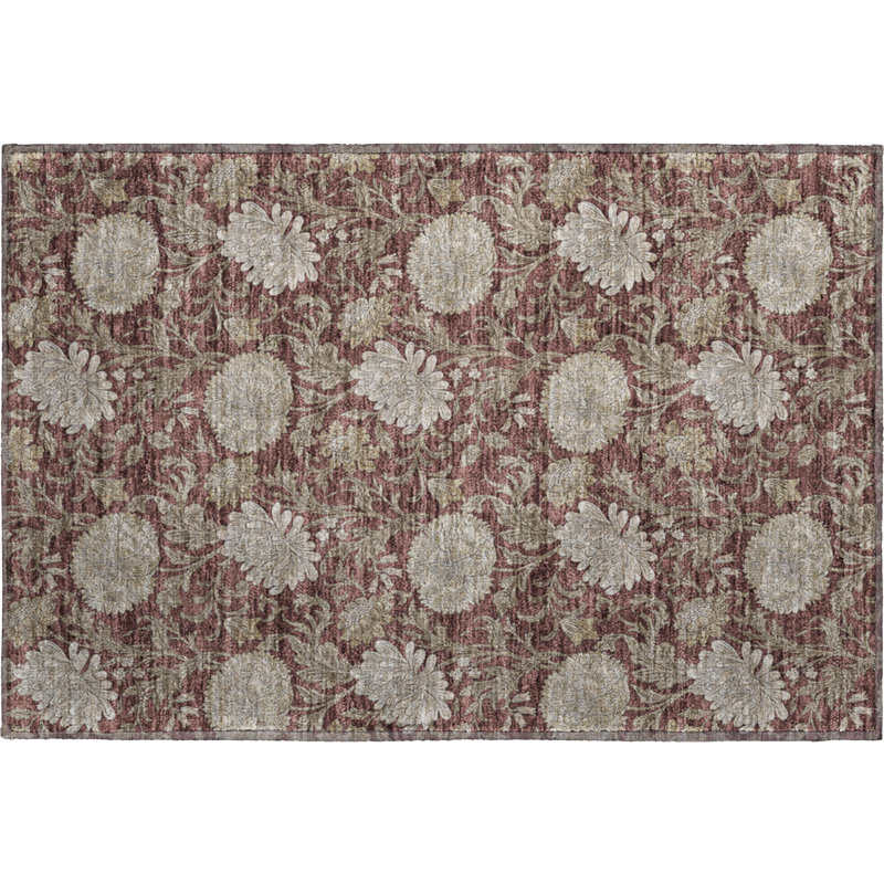 Premium Machine Washable Prisco Merlot Rug, Rectangle 1'8" x 2'6"
