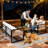 Abdel Outdoor 5 - Person Acacia Sofa Seating Group with Removable Cushion, Black Metal and Wood Frame-1836998103