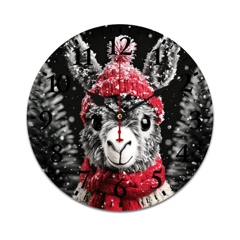 Horloge murale lama hiver 12 x 12 po