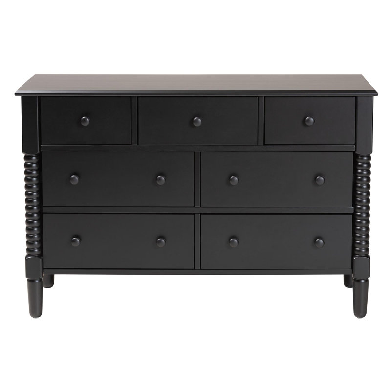 Baxton Studio Braith Farmhouse Spindle Wood 7-Drawer Dresser, Black