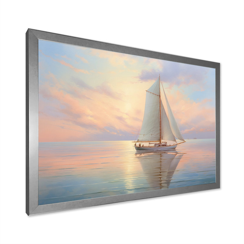 Sailboat Sailing Serenade II - Sailing Boat Wall Art Prints, H 30 po x l 40 po x P 1,5 po, Cadre simple argenté