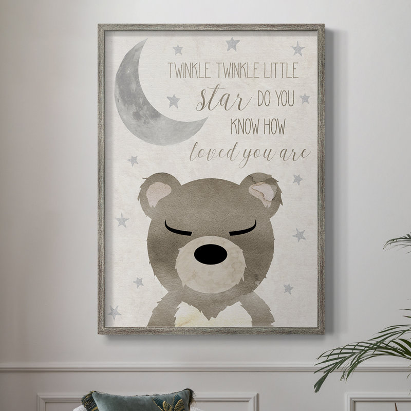 «Goodnight Bear», reproduction encadrée en bois massif, H 11 po x l 9 po