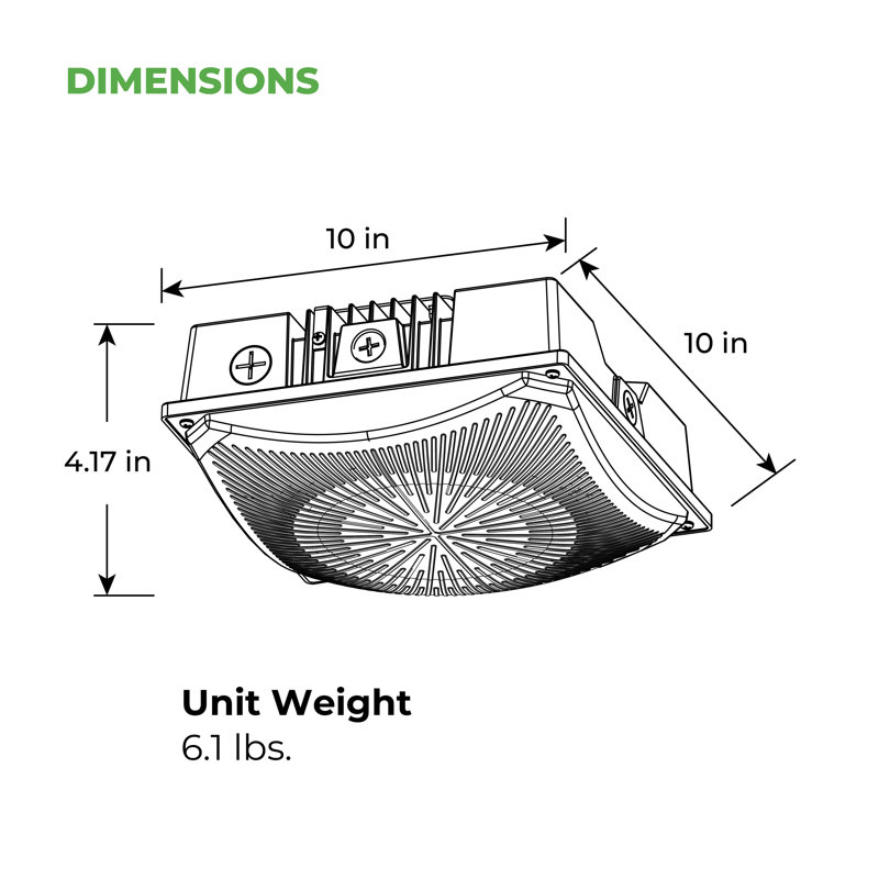 200-Watt Equivalent Integrated LED Canopy Light 3100-8700 Lumens 120-277V Adjustable CCT Dimmable