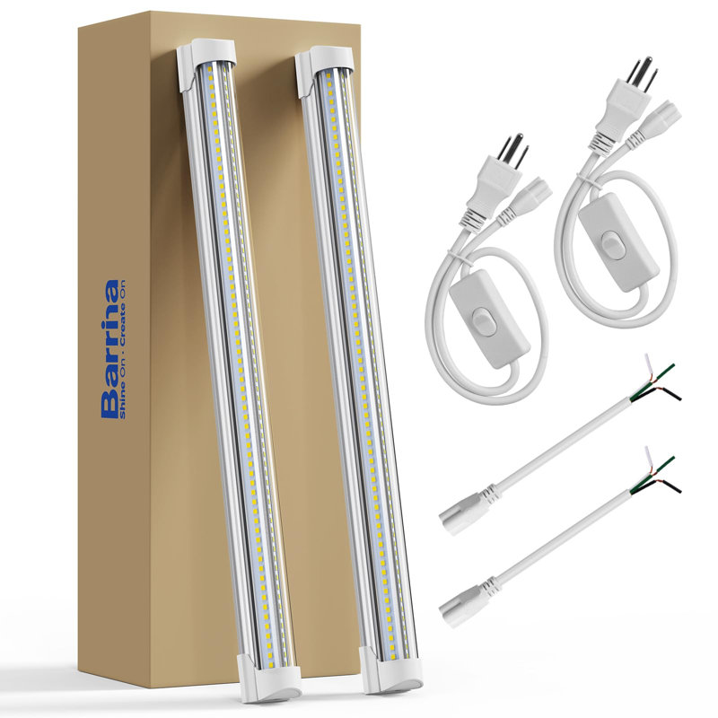 Éclairage de magasin Barrina 5000k 1,5 pi, 3450 lm, 25 W, éclairage sous l'armoire T8, établi, atelier, pièce, cuisine, lampe tubulaire, luminaire de plafond avec interrupteur marche / arrêt intégré, Etl, 2 paquets
