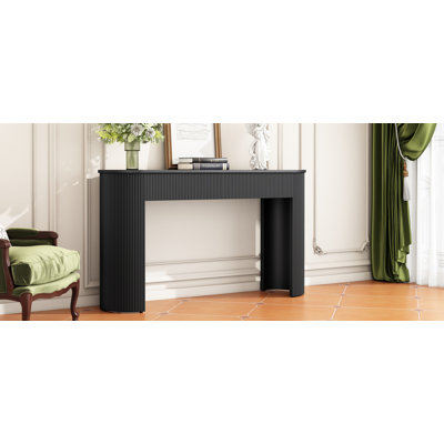 TREXM Entryway Table with Fluted Design, Modern Console Table with Storage, Oval Top and 2 Drawers