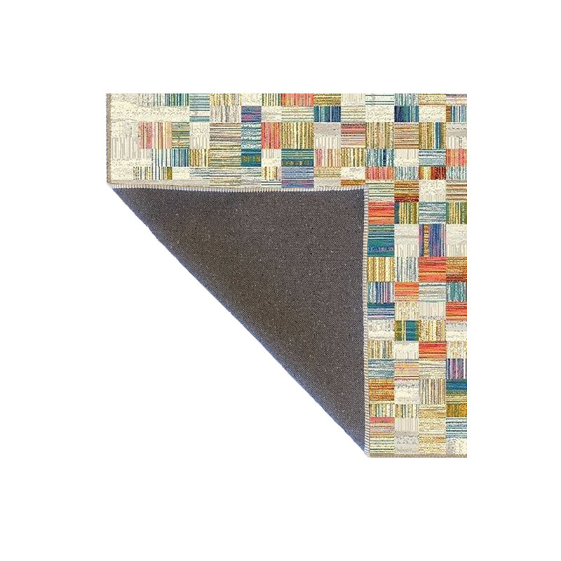 Tapis multicolore à motif de cubes tissés et lavable à la machine, Carré 3 pi 3 po