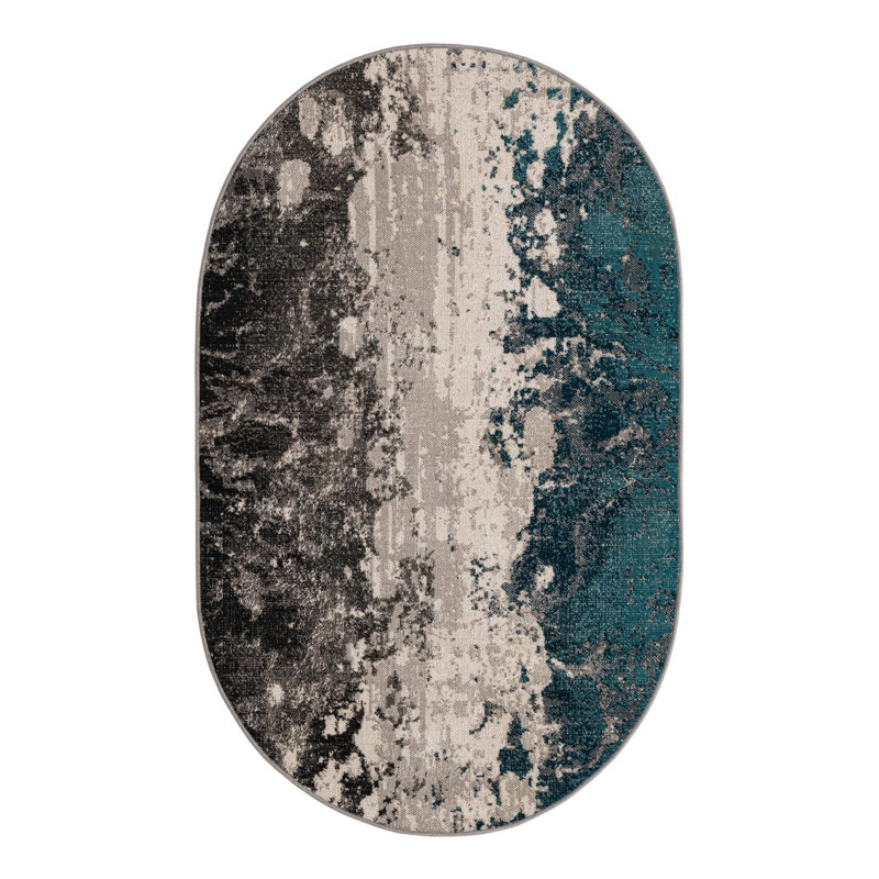 Blue/Gray Area Rug, Oval 3'3" x 5'3"