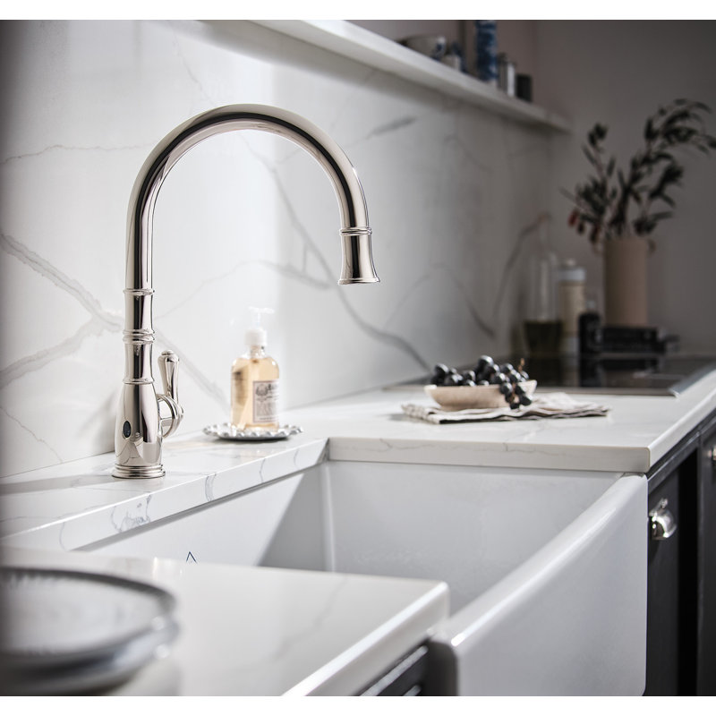 Georgian Era Pull-Down Touchless Kitchen Faucet, Polished Nickel