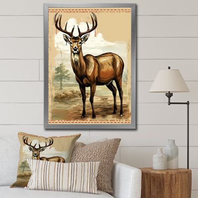 «Majestic Deer Retro Illustration», reproduction sur toile