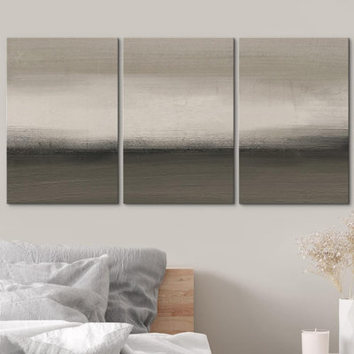 «Minimal Landscape Pastel Duotone Grey Paint Stroke Landscape Abstract Shapes Modern Art Decor on Canvas», reproduction de 3 pièces