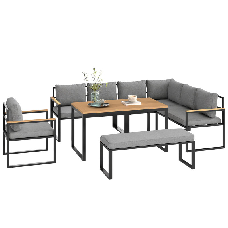 Wicker 9 - Person Garden Lounge Set with Cushions, Brown