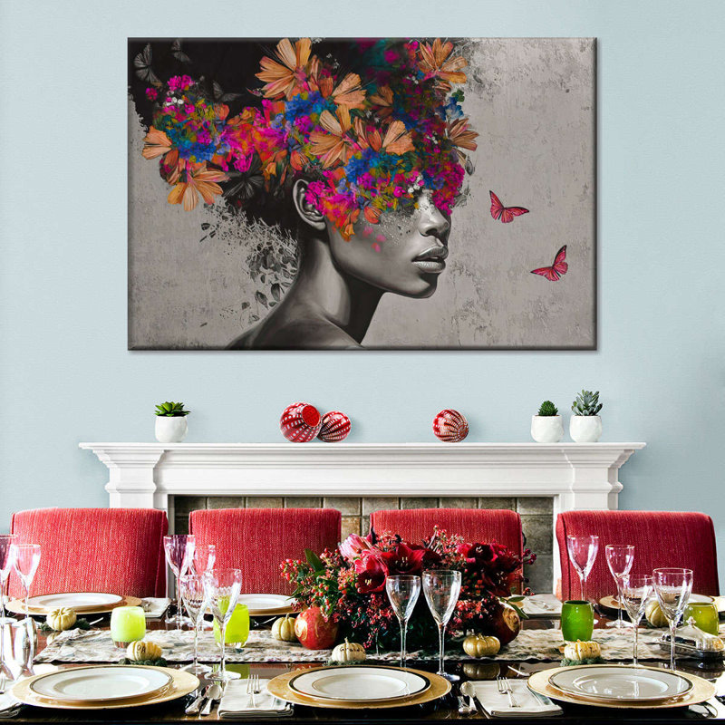 «Fluttering Afro Pop» sur toile, H 34 po x l 51 po x P 1,25 po