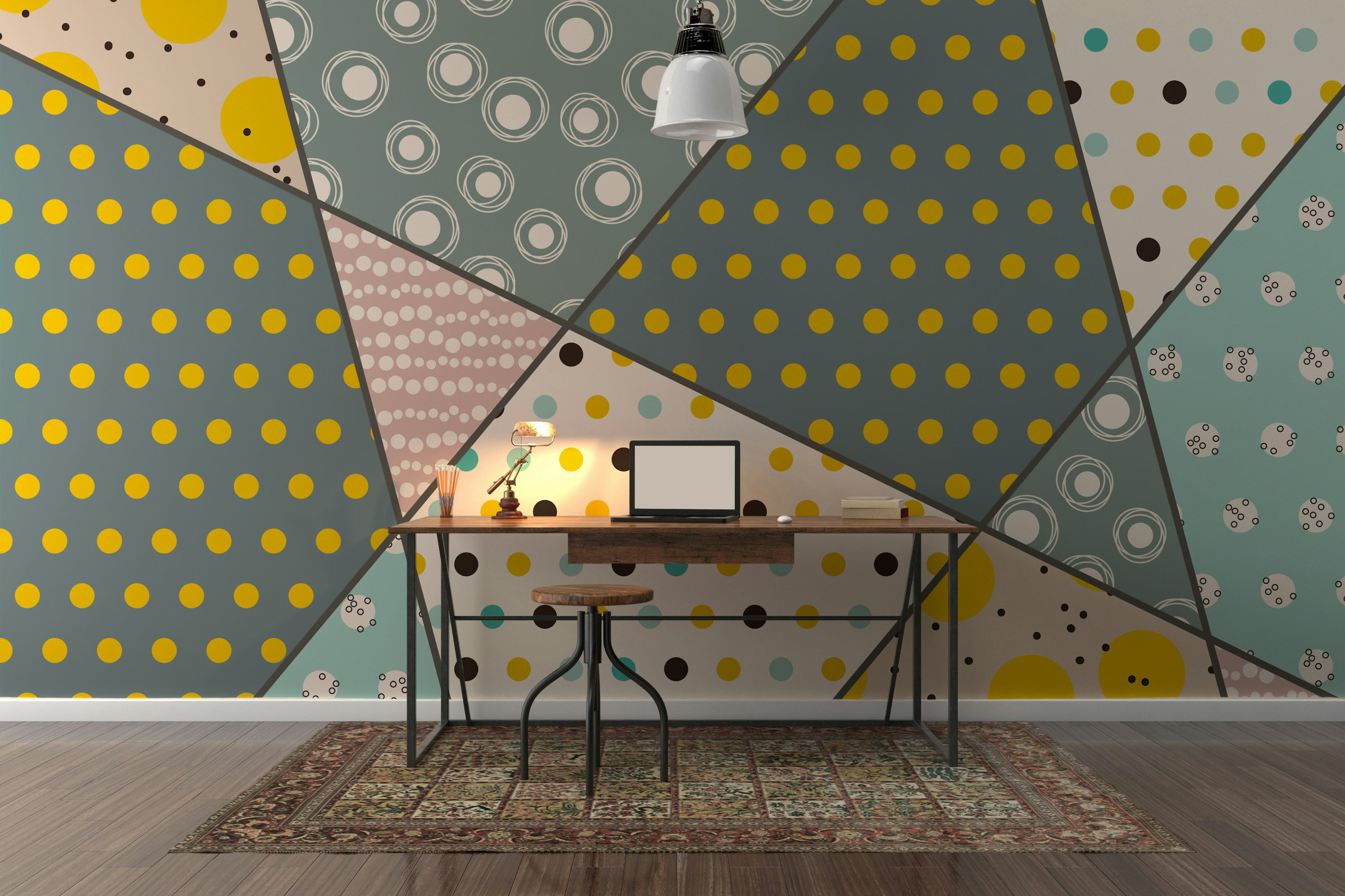 GK Wall Design Geometric Trapezoid and Triangle Shapes Dots Removable ...