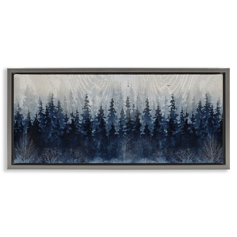 Arbre rustique bleu forêt, Cadre flottant gris lustré, H 14 po x l 31 po