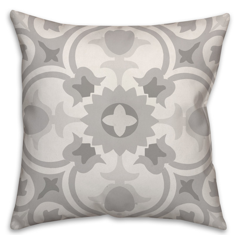  Coussin Tile, 16 po x 1 po, Gris, Polyester / bourre en polyester